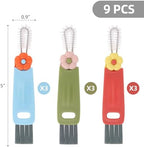 9 Pcs 3 in 1 Cup Lid Cleaning Brush, Multifunctional Bottle Cleaning Brush, Cup Lid Gap Cleaner for Home Kitchen