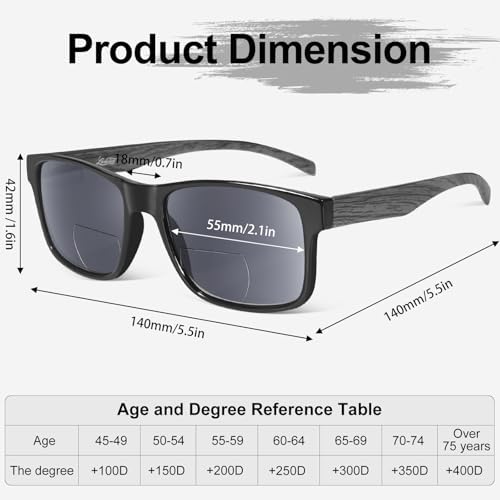 LADEESSE 3 Pack Bifocal Reading Sunglasses For Men/Women - Fashion UV400 Sunglasses With Readers Built In Sun Outdoor Protection（2.5）