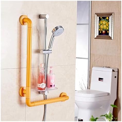 Grab Bars Bath Grab Shower Handle Barrier-Free Anti-Slip Handrail Bathroom Toilet L-Type Multi-Function Handrail Nylon Elderly Disabled Handrail-Yellow,Blanc