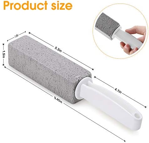 2 Pack Pumice Stone Toilet Bowl Cleaner with Handle, Hard Water Ring Remover & Stain Scrubber for Bathroom, Pool, Sink and Tub, Ergonomic Heavy Duty Cleaning Tool