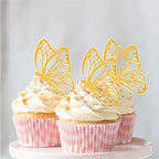 10 Pcs Gold Acrylic Butterflies Cupcake Toppers,Mini Gold Cake Toppers,Suitable For Girl Happy Birthday Cake Decoration Wedding Cake Toppers Party Supplies