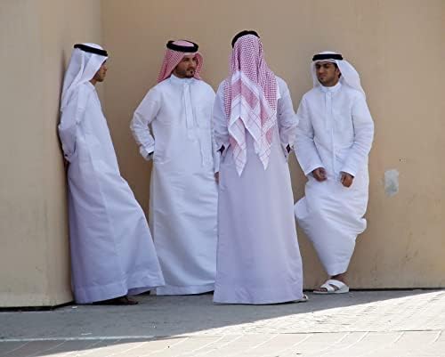 HOMELEX Men's Muslim Clothes Thobe Middle East Kaftan Saudi Arab Caftans Islamic Abaya Dress Dubai Robes