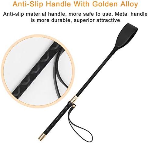 Coolrunner Riding Crop for Horse, 18 Inch Horse Whip with PU Leather Equestrianism Horse Crop Double Slapper Horse Whip Black Crops for Horses