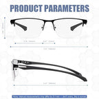 2 Pack Men's Progressive Multifocal Reading Glasses,Half Rim Metal Frame TR90 Temples Blue Light Blocking Anti Eyestrain Multifocus Computer Readers,2.5x