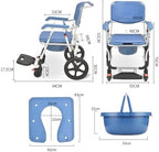 Shower Wheelchair, Adjustable Height Aluminum Alloy Toilet Bathroom Bath Chair, Shower Wheelchair Toilet with Handrails, Suitable for The Elderly and Disabled