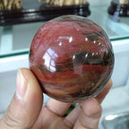 1Pc Red Rose Petrified Wood Sphere Dia 60mm Agate Quartz Crystal Ball Stone for Home Office Decor