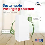 Duro 12# White Paper Lunch Bags 500 Count, Bulk Disposable SOS Paper Bags for Bread, Bagel, Deli & Restaurant Takeout or Delivery - 7.06 x 4.50 x 13.75 Inches