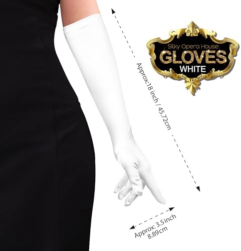 Kangaroo Long Opera Gloves for Women - 1 Pair Satin Tea Party Gloves - Formal 1920s Dress Compatiable Accessory