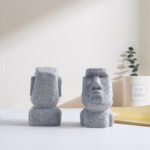Eyeglasses Holder Stand - Easter Island Moai Statue Design, Resin Glasses Display for Desk, Sunglasses Organizer, Unique Home Office Decor, Gift Idea for Eyewear Lovers (Rock Grey)