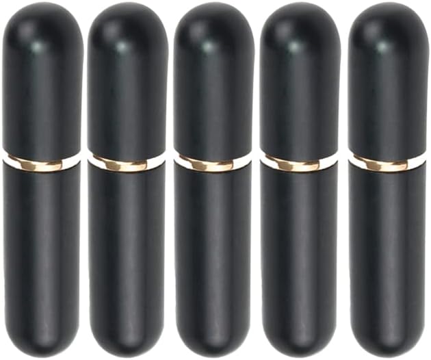 Black Aluminum Essential Oil Nasal Inhaler Tubes Personal Empty Refillable Elegant Aluminum and Glass Nasal Inhalers Set with Cotton Wicks 5 pcs