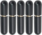Black Aluminum Essential Oil Nasal Inhaler Tubes Personal Empty Refillable Elegant Aluminum and Glass Nasal Inhalers Set with Cotton Wicks 5 pcs