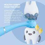 FOREO ISSA 4 Baby – Silicone Sonic Electric Toothbrush Bundle for Babies, 2-Sided Bristles, Fun Smile Feature, Gum Massage, 12 Months of Care with Extra Brush Head, Travel-Friendly - Bubble Blue
