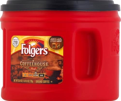 Folgers Coffeehouse Blend Coffee, Medium Dark Ground Coffee, 25.4 Ounces (Pack of 1)