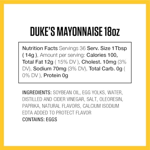 Duke’s Real Mayonnaise Squeeze Bottle - Original Smooth & Creamy Taste, 18 Ounce (Pack of 1)