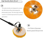 Electric Photovoltaic Panel Cleaning Machine Solar Panel Water Spray Cleaner Brush Handheld Power Photovoltiax Cleaning Brush Telescopic Pole Rotating Nylon Brush φ13.4/19.7ft Length 110V