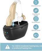 Updated Hearing Aids for Seniors,Rechargeable Hearing Amplifier with Noise Cancelling,Adjustable Volume Control,One Pair Hearing Assist Devices with Charging Box