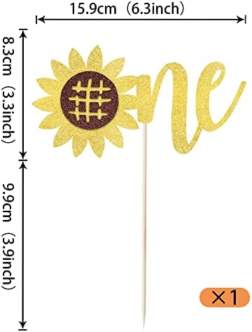 1-Pack Happy Birthday Cake Topper - Glitter Sunflower, First Birthday, Baby Shower, Summer Cake Decoration