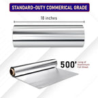 Urban Box Co.Standard Aluminum Foil Roll 18"x500' (1 Pack), Commercial Grade Silver Foil Wrap, Heat Resistant,Tear -Resistant, Extra Strong for Catering, Baking, Cooking & Food Service Use