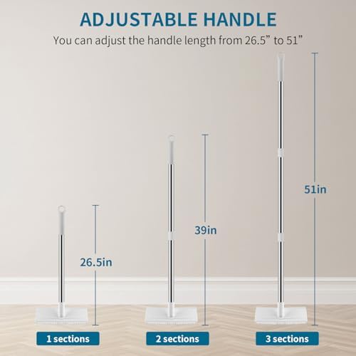 Floor Scrub Brush with Long Handle, 2 in 1 Scrape Brush Stiff Bristle Floor Scrubber for Cleaning Shower Bathroom Garage Kitchen Wall Deck Tub Tile, White