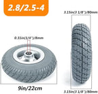 1 Pair 9 Inch Electric Wheelchair Front Wheel Accessories, 2.80/2.50-4 Solid Rubber Wheel, Aluminum Hub with Metal Bearing