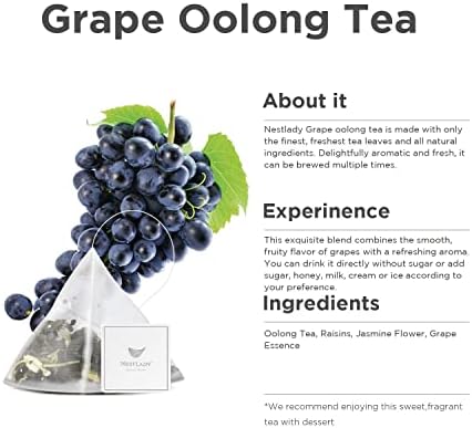 NESTLADY Grape Oolong Loose Leaf Tea - Refreshing Fruit Tea, 20 Bags (80g, 4g/bag)