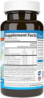 Carlson - Kid's Chewable DHA, 100 mg DHA, Brain & Vision Function, Growth & Development, Orange, 60 Chewable Softgels