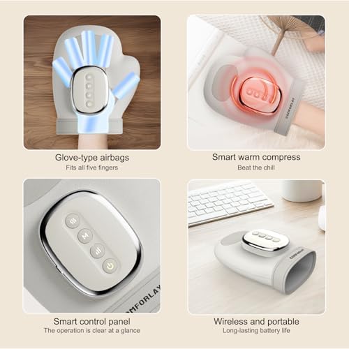 Hand Massager for Arthritis and Carpal Tunnel, Heat and Compression Electric Hand Massager for Wrist, Finger Massage, Valentine's Day Gifts for Women Men