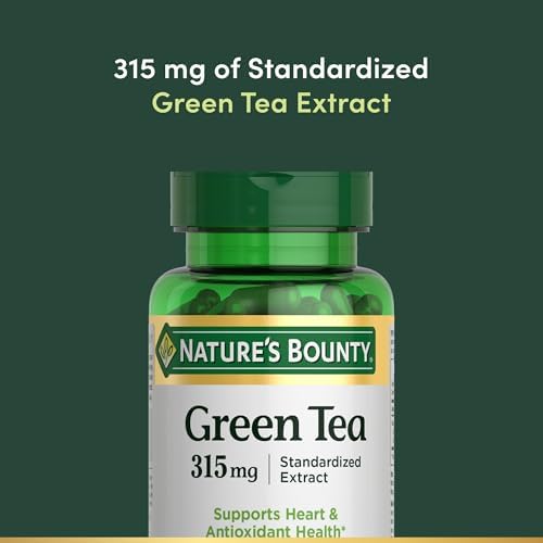 Nature's Bounty Green Tea Pills and Herbal Health Supplement, Supports Heart and Antioxidant Health, 315mg, 100 Capsules