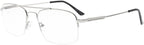 Eyekepper Half-Rim Womens Reading Glasses Memory Titanium Bendable Mens Readers (Silver,+0.50)