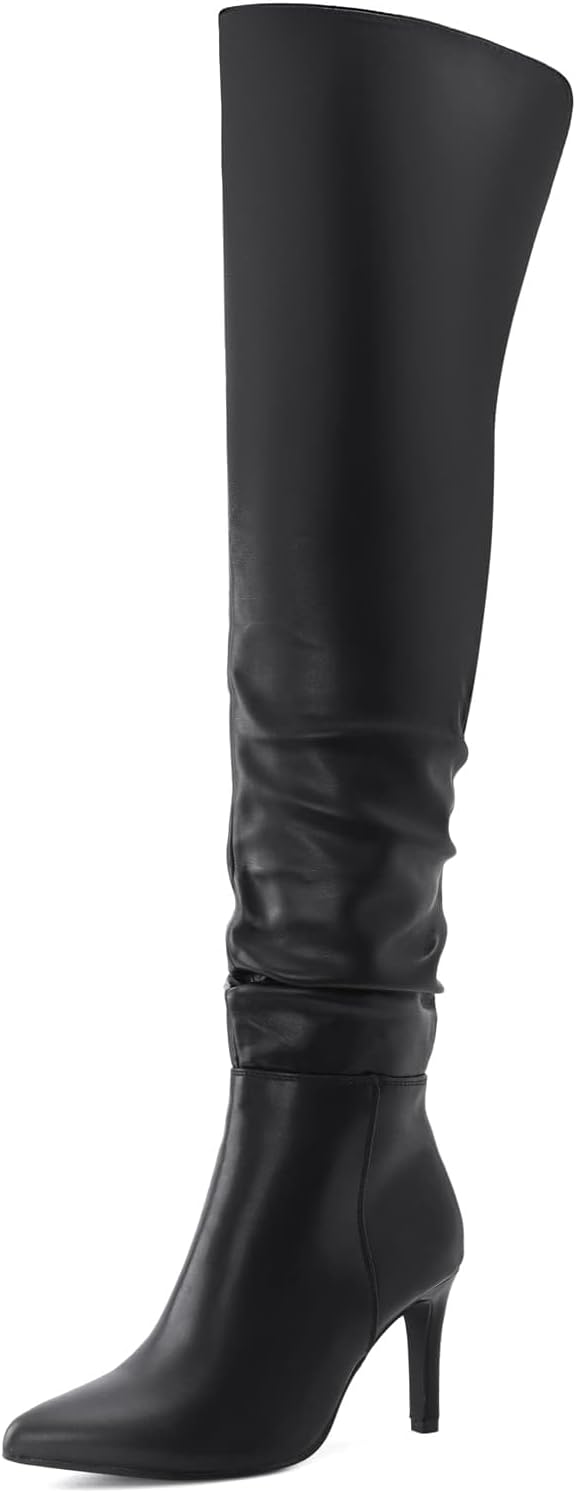 Shoe'N Tale Thigh High Boots for Women Over The Knee Stiletto Heel Pointed Toe Long Sexy Boots