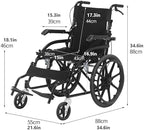 EYPKPL Safety Wheelchair Carbon Steel Transport Chair with Dual Brakes Wheelchairs Foldable Armrests Transport Wheelchairs Wheelchair Easy to Use Easy to Carry