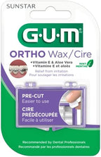 GUM Orthodontic Wax for Braces and Dental Devices - Soothing Dental Wax with Vitamin E and Aloe Vera - Clear Color and Refreshing Mint Flavor (Pack of 6)