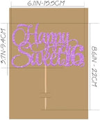 Happy Sweet 16 Cake Topper - Glitter Purple 16th Birthday Cake Decorations, Sixteen Year Old Cake Smash Decor, Happy Sweet 16 Sign Cake Top Photo Booth Props (Purple), S16-all