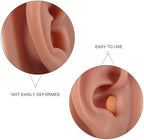 2 Pairs Soft Silicone Ear Model Left and Right Realistic Human Ear Mold for Piercing Practice and Jewelry Display Simulation Training Tool with Light and Dark Skin Colors