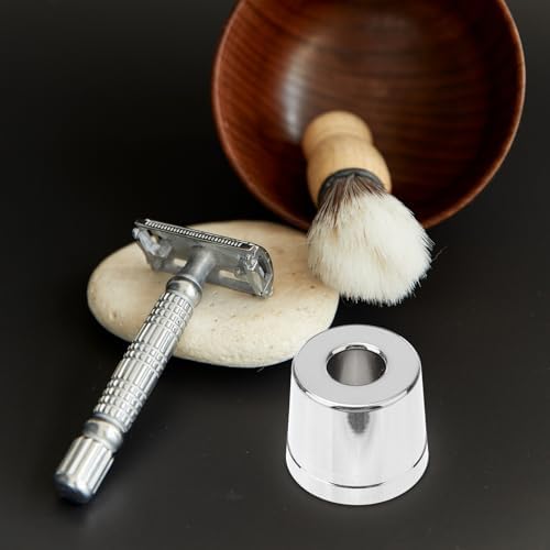Didiseaon Manual Razor Holder Stand Brass Alloy Razor Base Rust-resistant Finish Home Grooming Men’s Bathroom Use