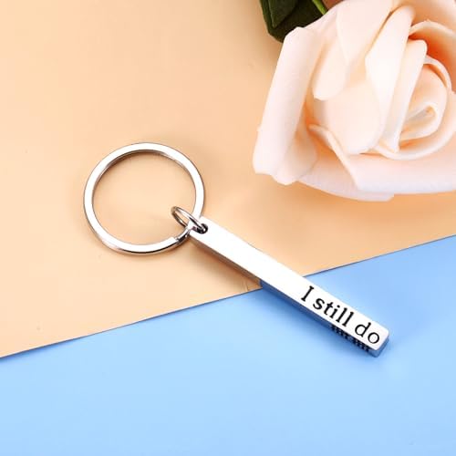 KINMES 10th Anniversary Tin Gifts - 10 Year Tin Anniversary Wedding Gifts for Husband Wife Boyfriend Girlfriend I Still Do Keychain for Him Her Married Couples