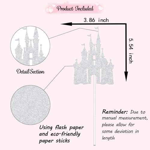 Castle Cake Topper - Princess Birthday Party Decorations - Princess Party Decorations Silver