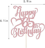 Rose gold Glitter Happy 65th Birthday Cake Topper - 65 Anniversary/Birthday - Hello 65, Cheers to 65 Years,65 & Fabulous Cake Topper Party Decoration