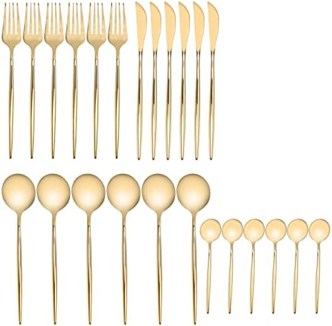 Tbest Spoons Kitchen Stainl Steel Cutlery 24-Piece Set Fork And Spoon Portuuese Knife And Fork Spoon Set Ld Spoon And Fork