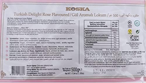 Turkish Delight Rose Flavoured 17.64 oz 1.10 Ibs 500 gr Lokum