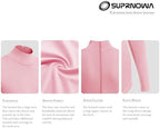 SUPRNOWA Turtleneck Leotard Long Sleeves Spandex Dance Workout Fitness Bodysuit for Women