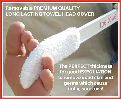 Short Handle 12 inch Foot Toe Brush Best Product to Clean and Dry Between Toes. Removes Dead Skin and Stops Itchy, Sore Toes. This toe towel is More Suitable for Younger People.