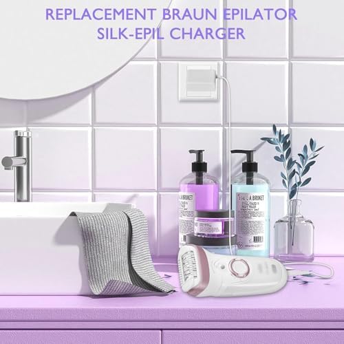 for Braun Epilator Charger, Lnauy 12V Power Cord Compatible with Braun Silk-épil 5 7 9 Wet & Dry Epilator Hair 9-720 5328 Braun FaceSpa Pro 910 911 921 Part-No 81743351 Replacement 492-5214 Adapter