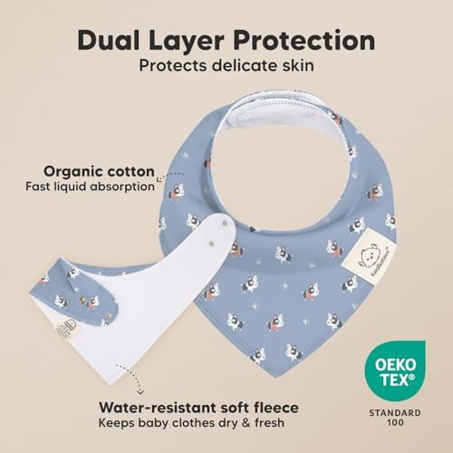 8-Pack Organic Baby Bandana Bibs for Boys, Girls - Super Absorbent Triangle Baby Bibs for Drooling and Teething Infant, Dog Bandanas, 100% Cotton Extra Soft, Newborn, Infant 0-36 Months (Pets & Paws)
