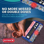 Med-Q Digital Pill Box with Alarms – Pill Organizer with Flashing Lights & Beeping Reminders – Monthly Pill Dispenser for Seniors, Dementia, Alzheimer’s, Medication & Vitamin Management