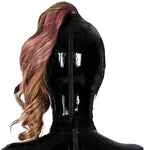 Latex Hood mask Holiday Rubber Full Face Mask Open Eyes with One Holed Ponytail Latex Mask
