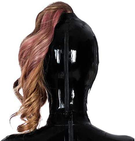 Latex Hood mask Holiday Rubber Full Face Mask Open Eyes with One Holed Ponytail Latex Mask