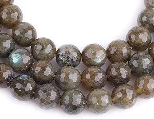 GEM-Inside Labradorite Gemstone Loose Beads Natural 12mm Round Faceted Crystal Energy Stone Power for Jewelry Making 15"