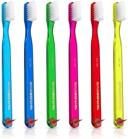 GUM Classic Soft Toothbrush, Compact Head, Includes Rubber Tip Dental Pick 1 Count (Pack of 6)