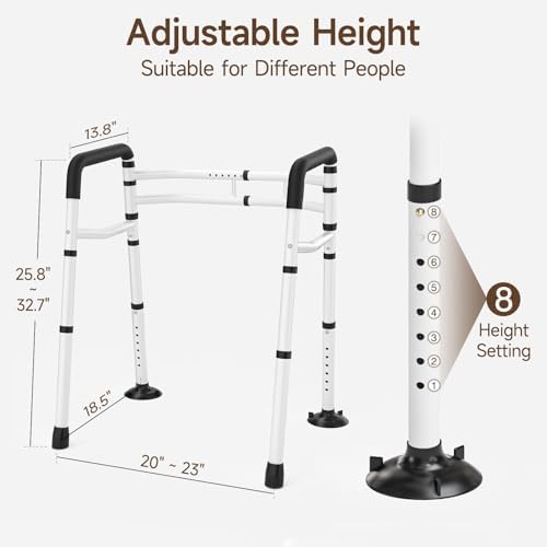 WAYES Toilet Safety Rails, Adjustable Detachable Toilet Frame for Elderly, Seniors, Handicap & Disabled, Foldable Handicap Toilet Handles Fit Most Toilets (300 LB)